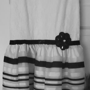 Black & White Dress with Black Cardigan